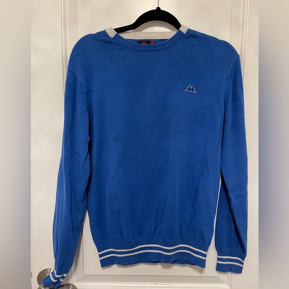 Vtg Robe Di Kappa Blue Crewneck Sweater Logo Sport Knit Pullover Y2K Euro Large